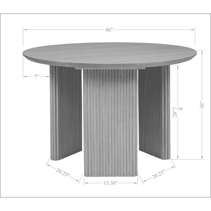 46" Round Dining Table Mid Century Modern Natural Ash Veneer Wood Top
