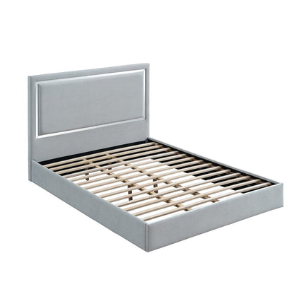 Modern Mirrored Platform Bed Frame, California King, Gray Cloud