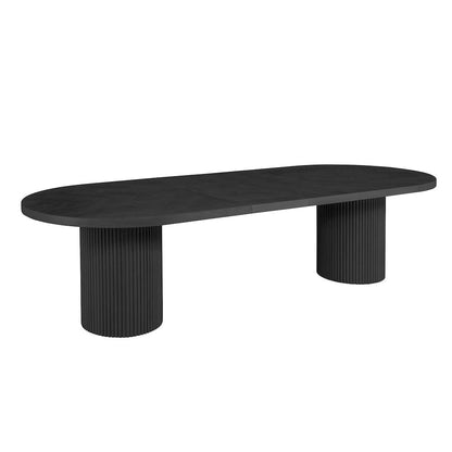 Dobby 90"-123" Extendable Oval Wooden Dining Table, Black