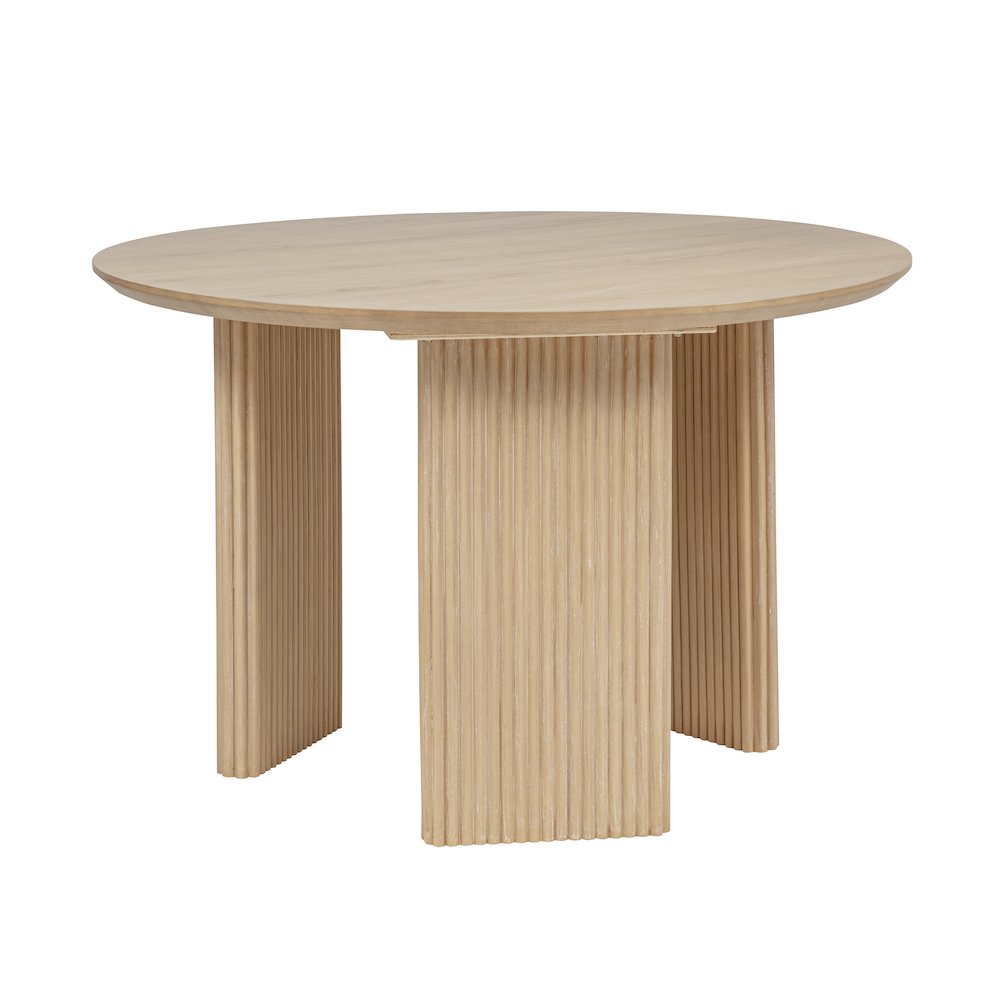 5-Piece Dining Set, Round Table and 4 Upholstered Chairs, Mid Century Modern