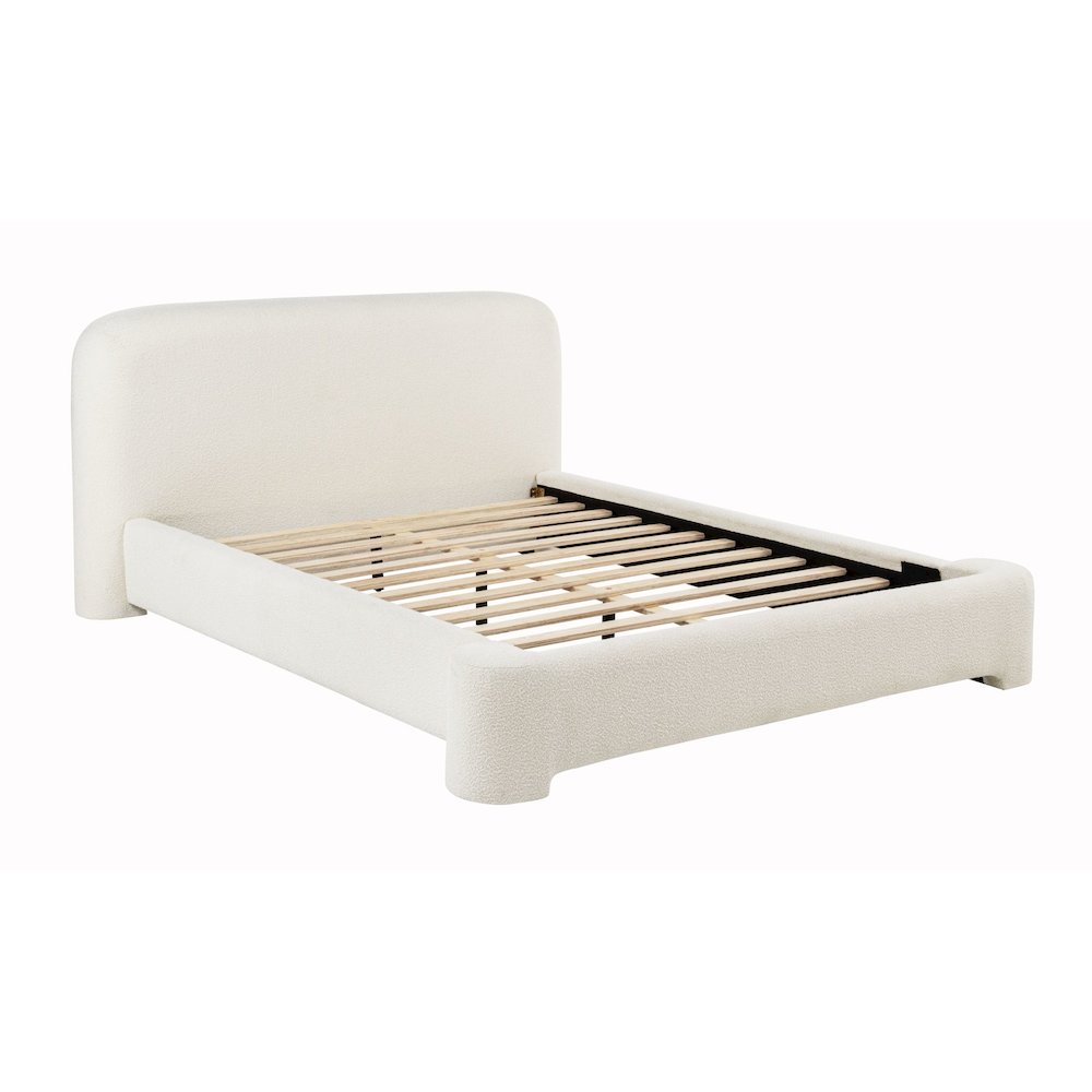 Upholstered Burlap Platform Bed Frame, California King, Cream