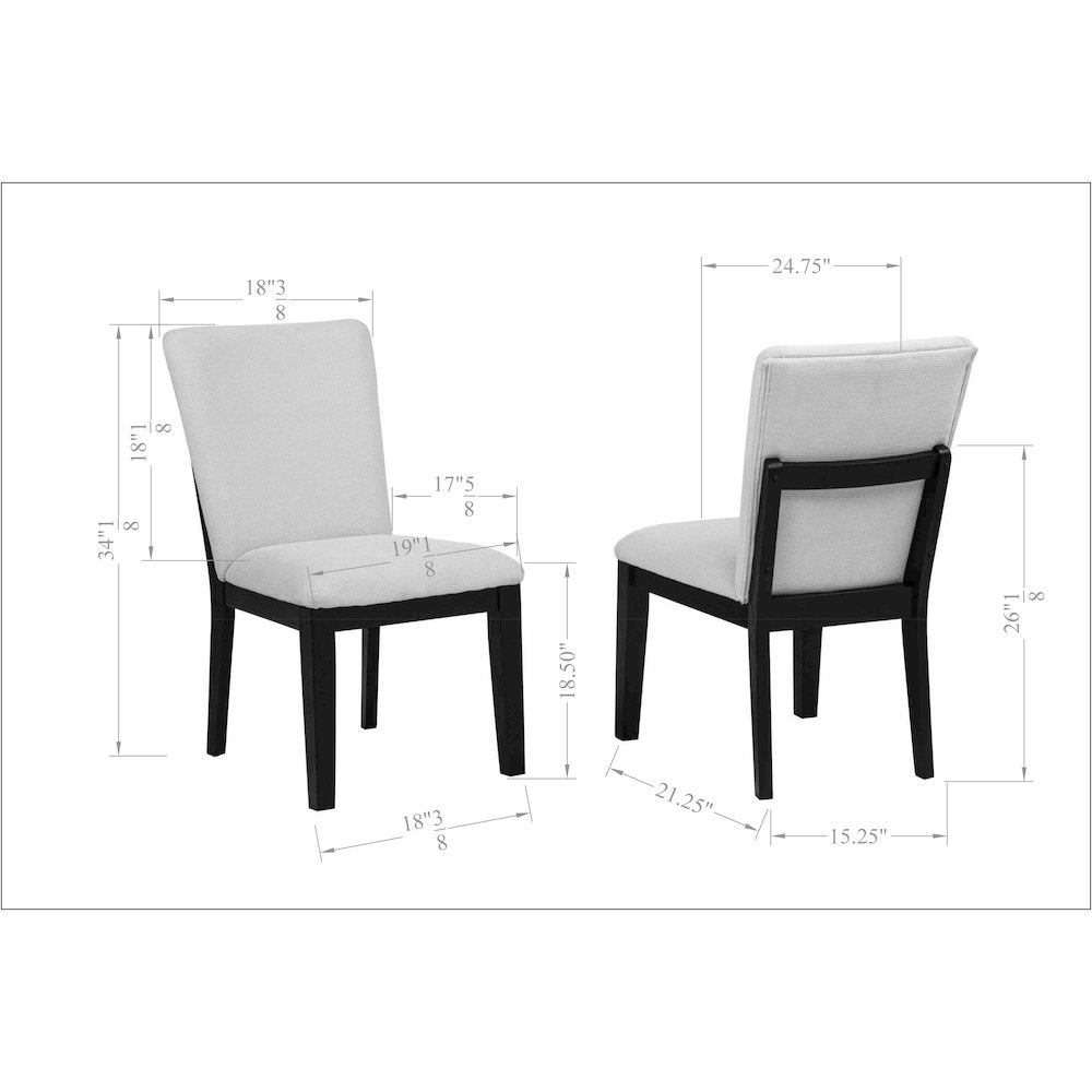 5-Piece Dining Set Round Table and 4 Upholstered Chairs, Mid Century Modern