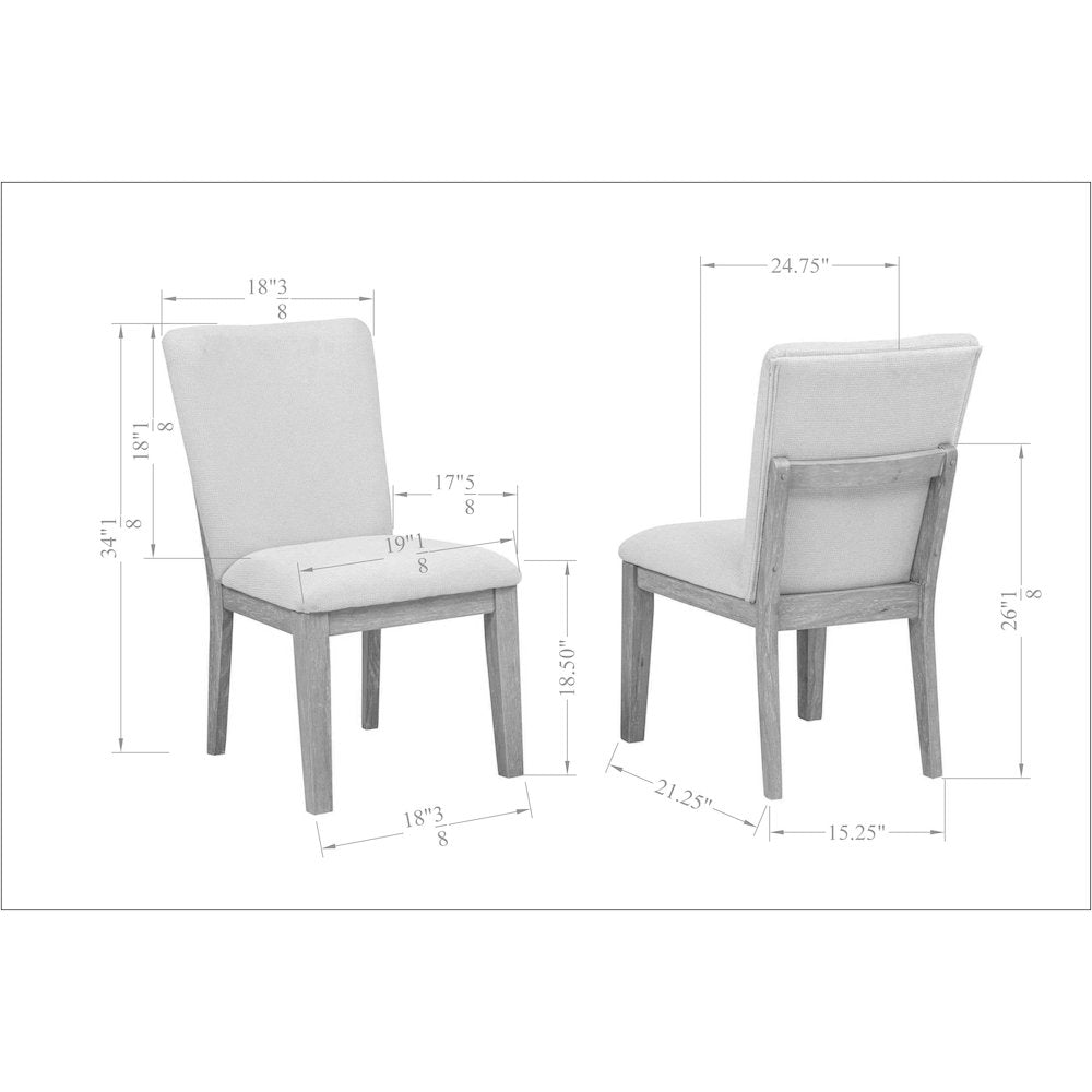 7-Piece Dining Set, Rectangular Table and 6 Upholstered Chairs