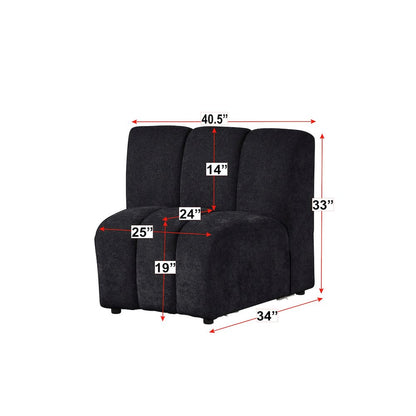 Sullessa Modular Polyester Cotton Armless Chair with Channel Tufted Design Black