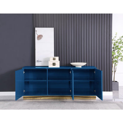 Maria Modern High Gloss Lacquer Wood Sideboard in Blue