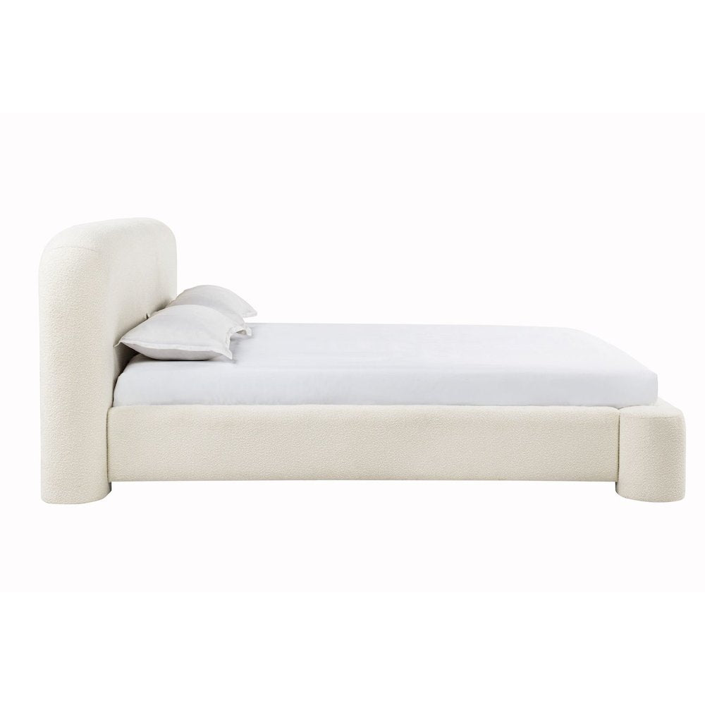 Upholstered Burlap Platform Bed Frame, California King, Cream