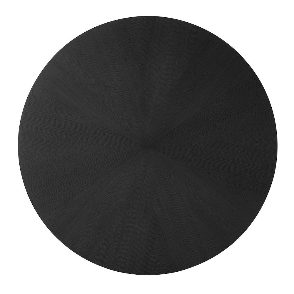 Tappelle Mid-Century Modern Round Storage Dining Table with Gold Accents, Black