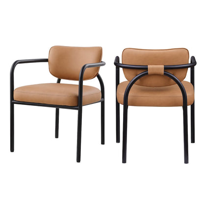 Recency Mid-Century Modern Dining Chairs, (Set of 2) - Cognac