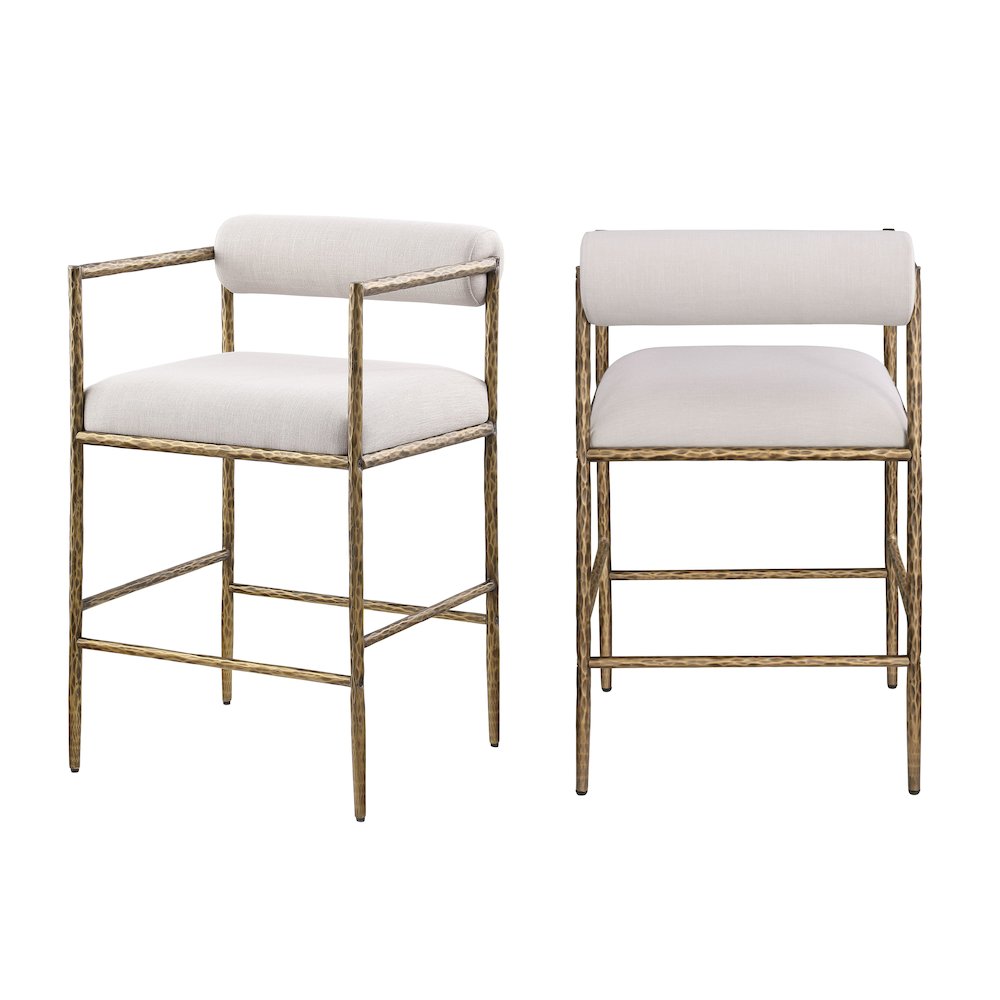 Rocento Modern Industrial Dining Counter Height Stools, (Set of 2) - Sand