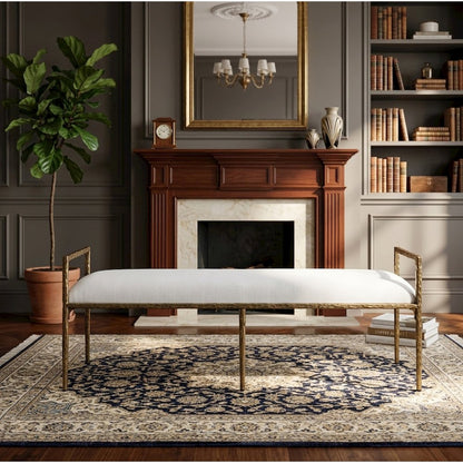 Rocento Modern Industrial Accent Upholstered Entryway Bench - Cloud