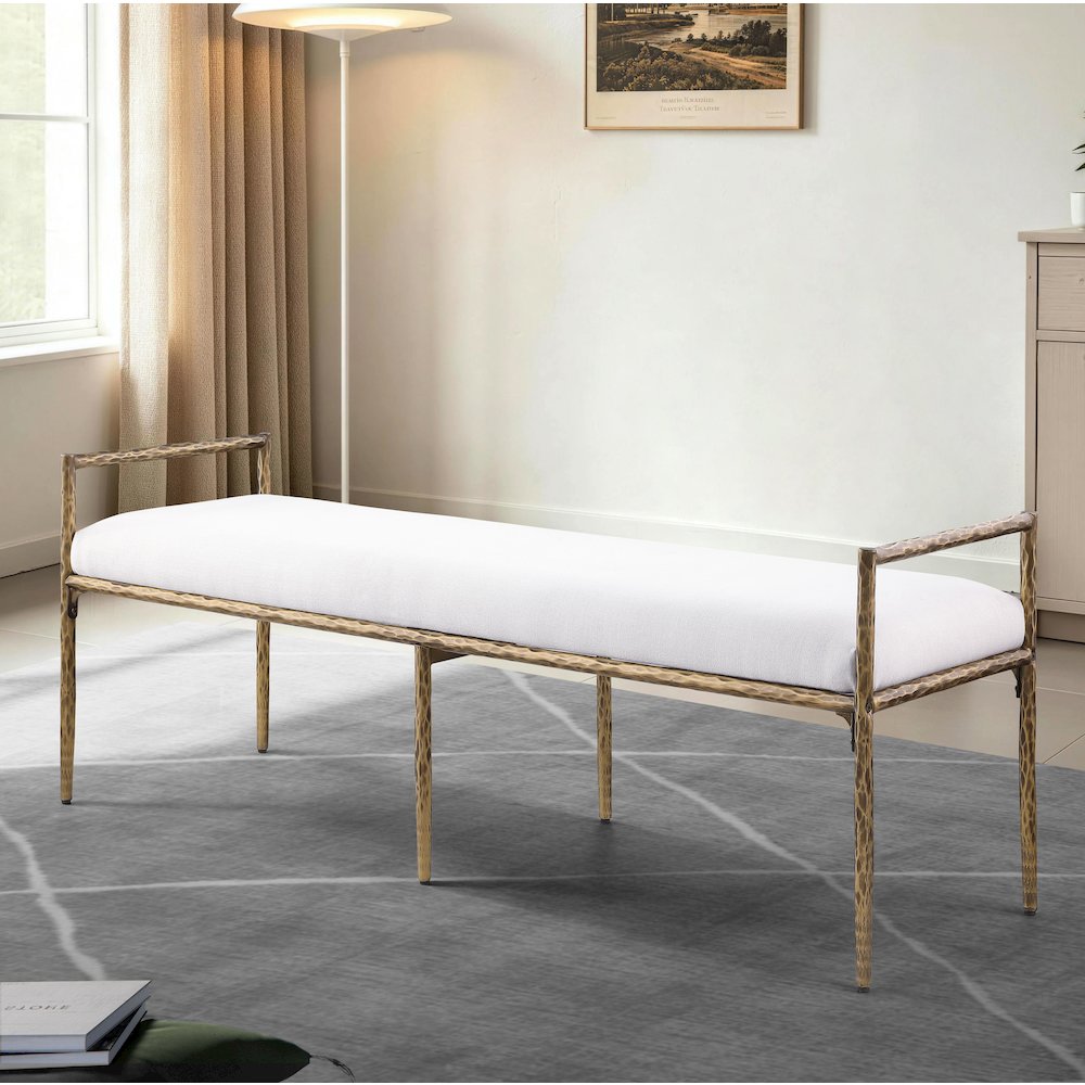 Rocento Modern Industrial Accent Upholstered Entryway Bench - Cloud