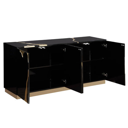 Domitianus Wood Sideboard with Gold Accents in Black