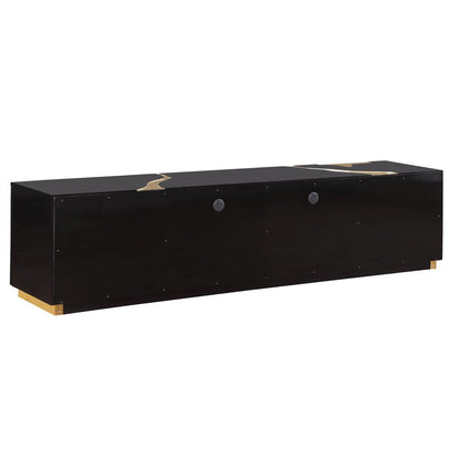 Ronnie Black Lacquer T.V Stand with Gold Accents