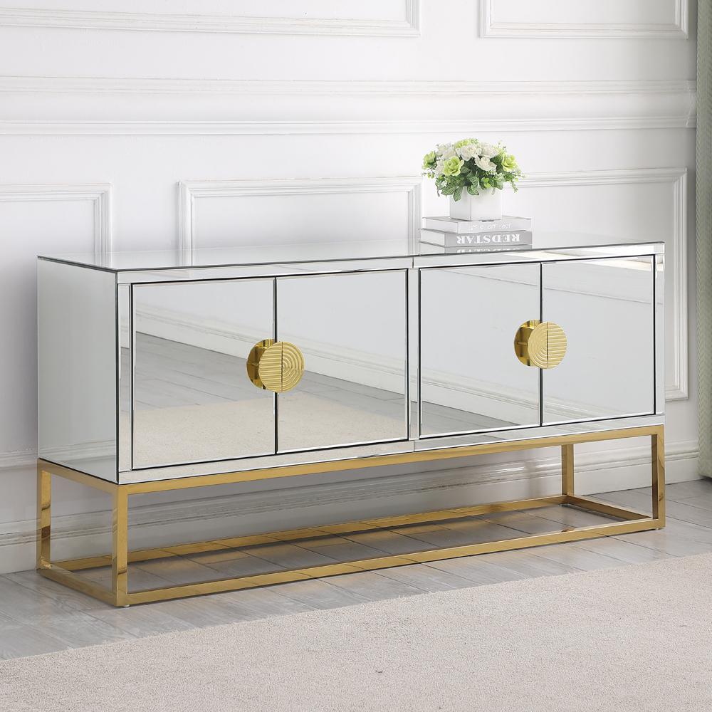 Tadala 64" Mirrored with Gold Leg Sideboard