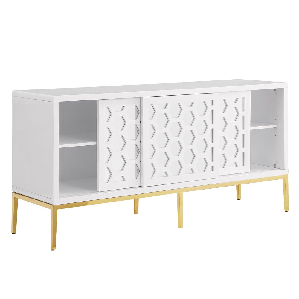 Valens 64" White with Gold Base Sideboard