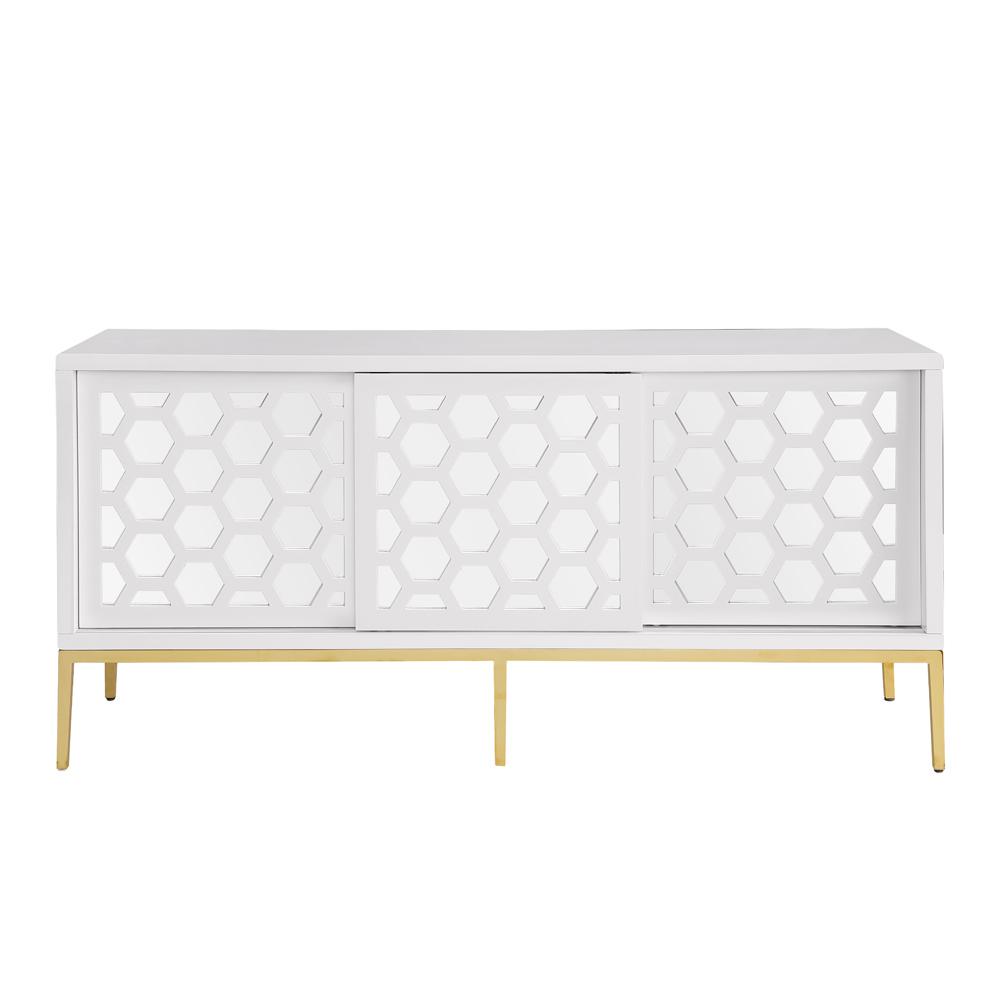 Valens 64" White with Gold Base Sideboard