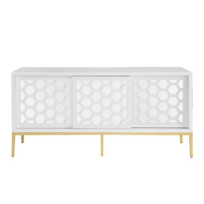Valens 64" White with Gold Base Sideboard