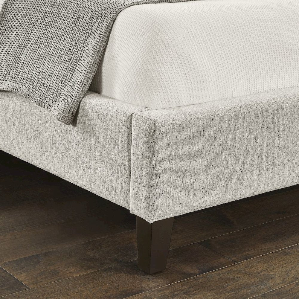 Modern Upholstered Low-Profile Bed Frame, California King, Wheat Beige