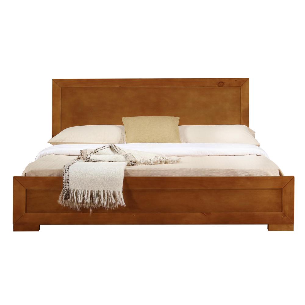 Trent Wooden Platform Bed in Oak, Queen/ Oak