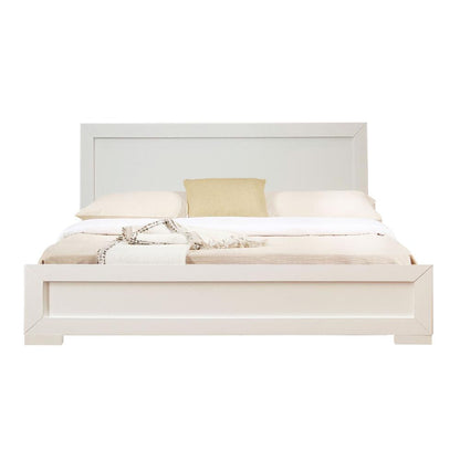 Trent Wooden Platform Bed in White, Queen/ White