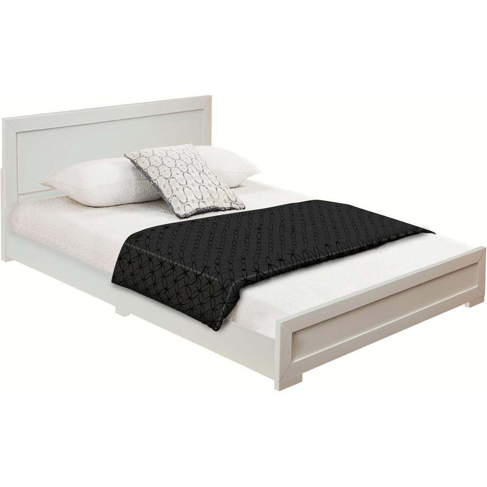 Trent Wooden Platform Bed in White, Queen/ White