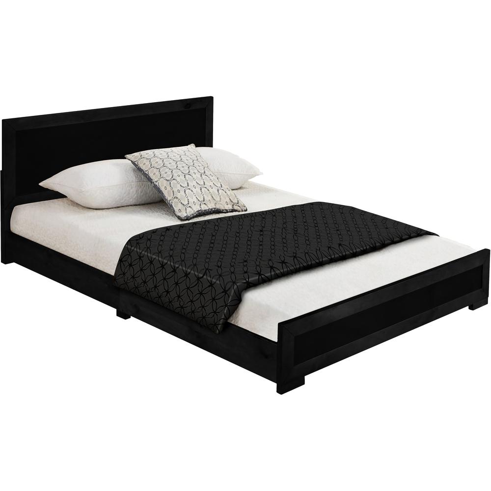 Trent Wooden Platform Bed in Black, Queen/ Black