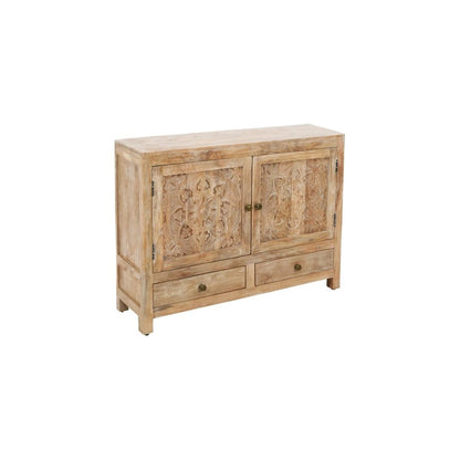 Weatherly 2 Handcarved Doors 2 Drawers Accent Cabinet in Natural
