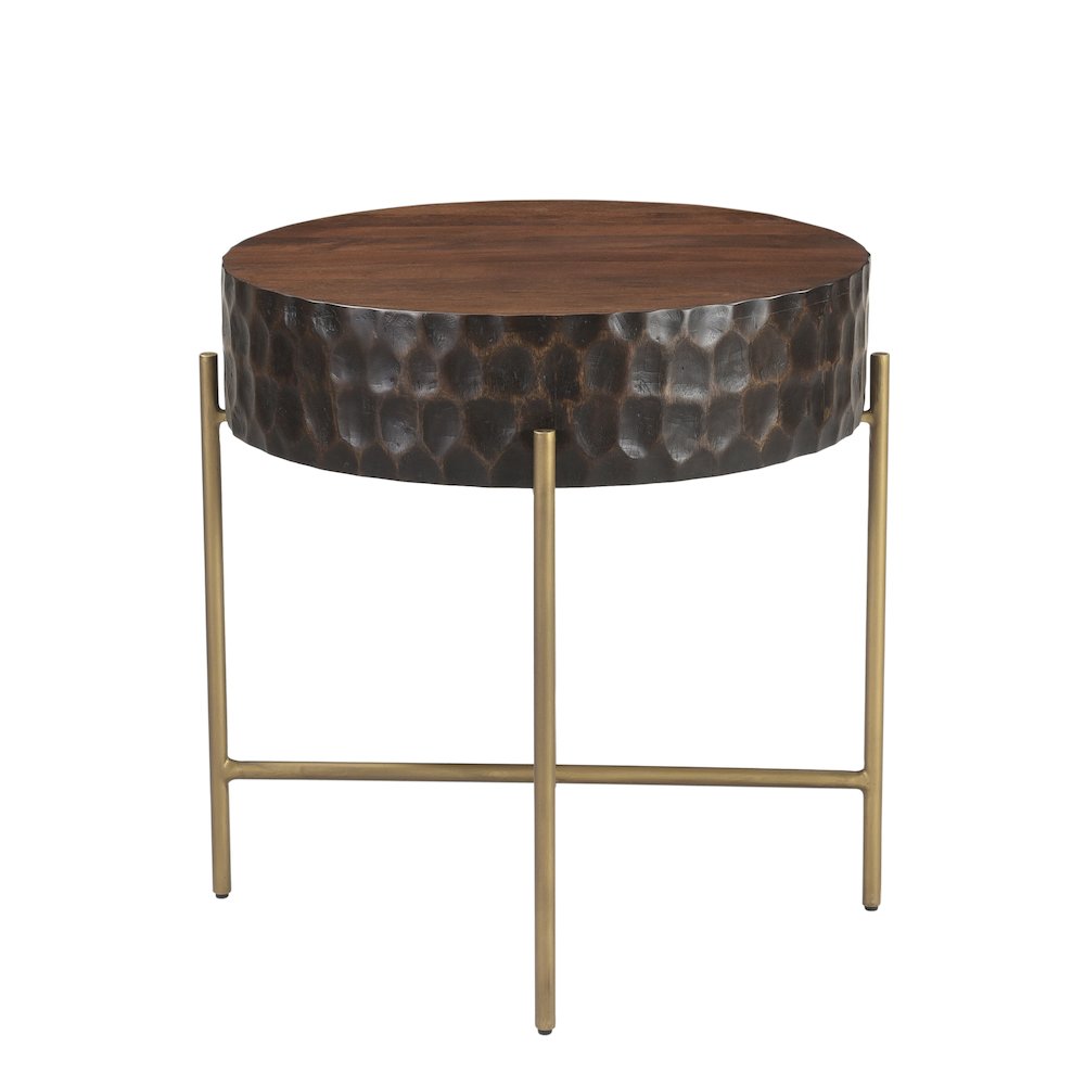 Vallarta 24" Side Table in Mango Wood and Iron with Two Toned Finish
