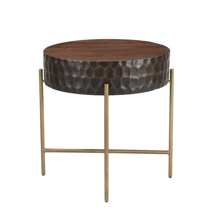 Vallarta 24" Side Table in Mango Wood and Iron with Two Toned Finish