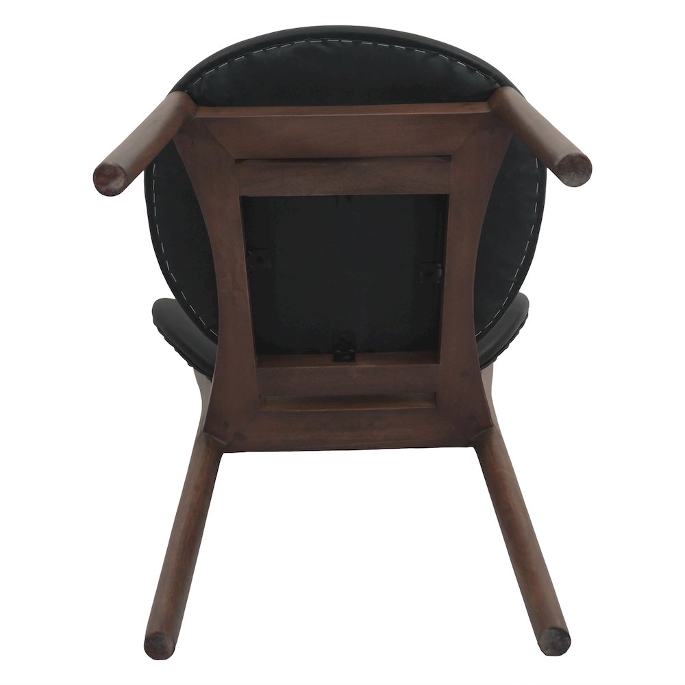 Parker 18" Round Back Dining Chair in Black Leather and Wood