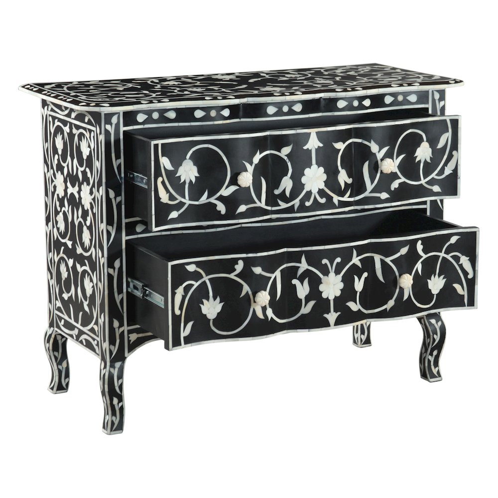 Ozark 42" Two Drawer Chest with Floral Horn Inlay