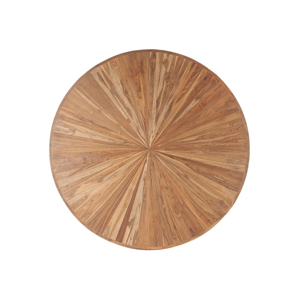 Rustic Revival Natural Teak Wood with Black Marble Pedestal