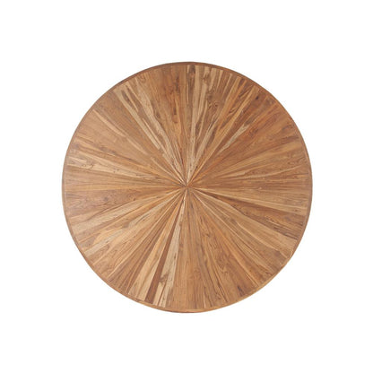 Rustic Revival Natural Teak Wood with Black Marble Pedestal
