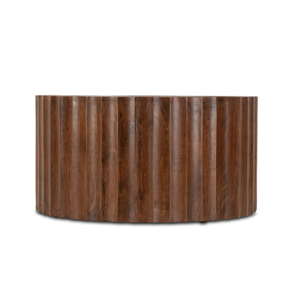 Lisbon Modern White Marble Coffee Table in Matte Brown