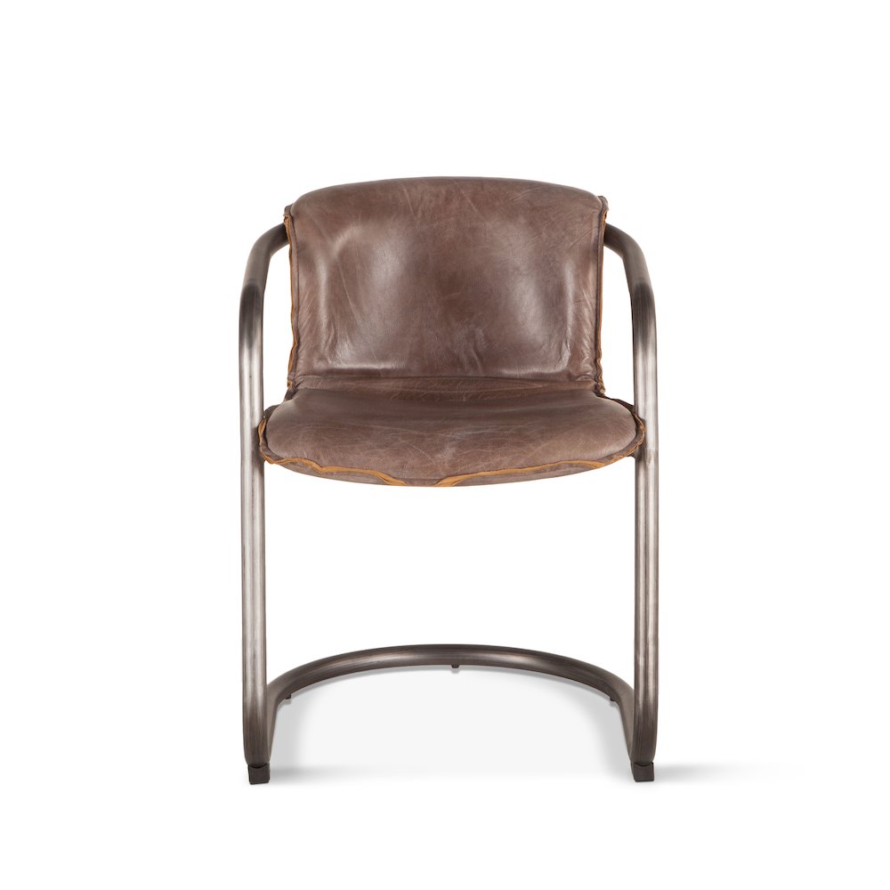 Chiavari Dining Chair in Jet Brown Leather and Steel