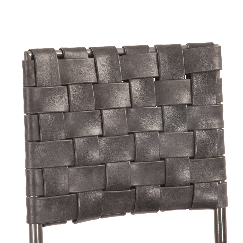 Lund 17in Buffalo Leather and Iron Counter Chair Black
