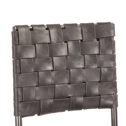 Lund 17in Buffalo Leather and Iron Counter Chair Black