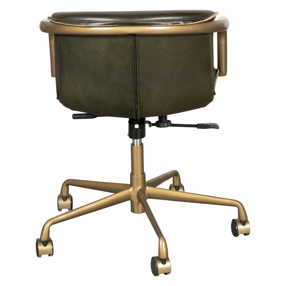 Chiavari Swivel Office Chair in Emerald Green Leather and Antique Gold