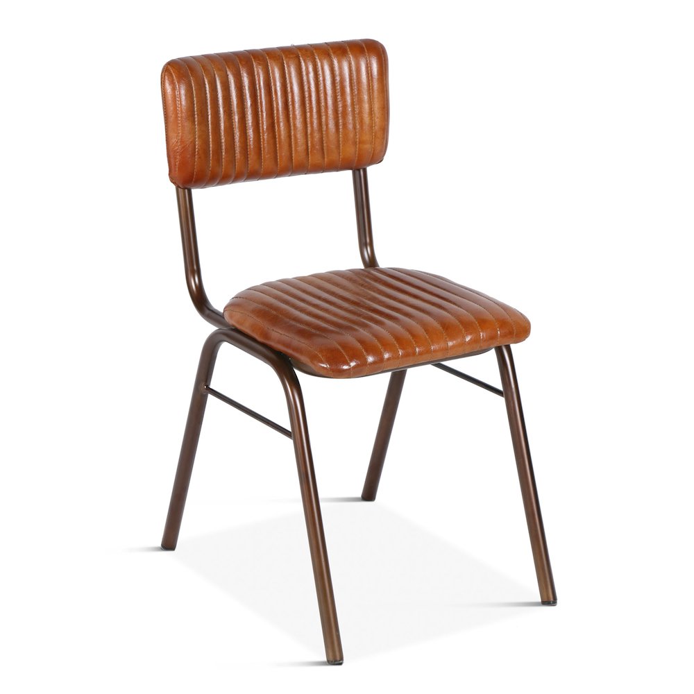 Hudson Dining Chair in Ribbed Leather