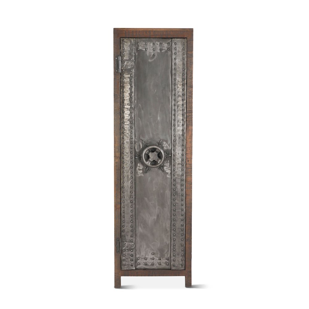 Welles Tall Vault Style Cabinet in Reclaimed Wood and Iron