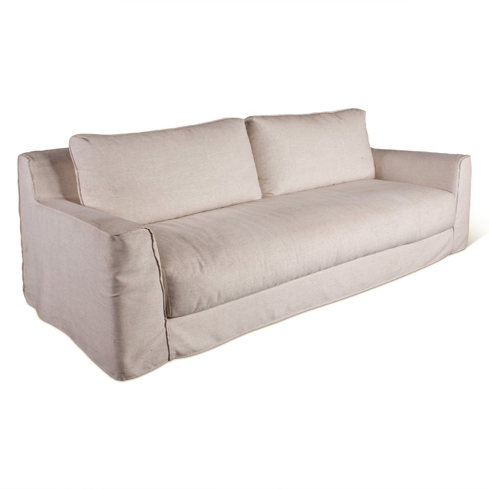 Oliver Sofa in White Linen Slipcover