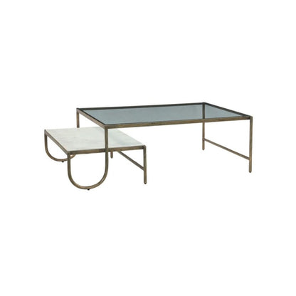 Sonoma 52" Nesting Coffee Table with Glass and Marble Top