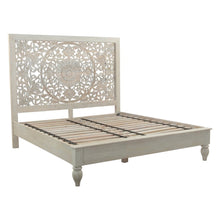 Haveli Queen Bed in Hand Carved Heirloom White