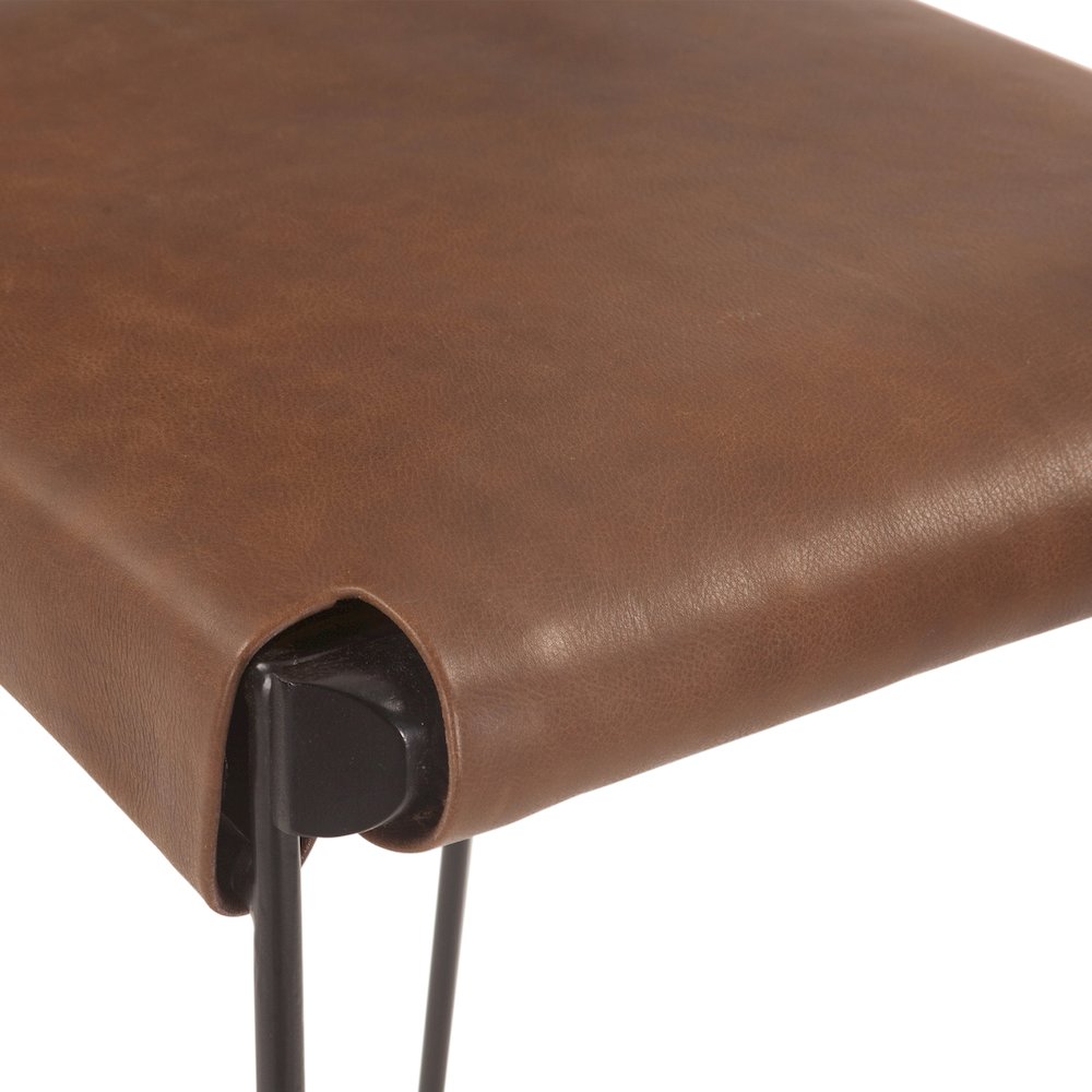 Melbourne 17in Buffalo Leather and Iron Counter Chair Brown