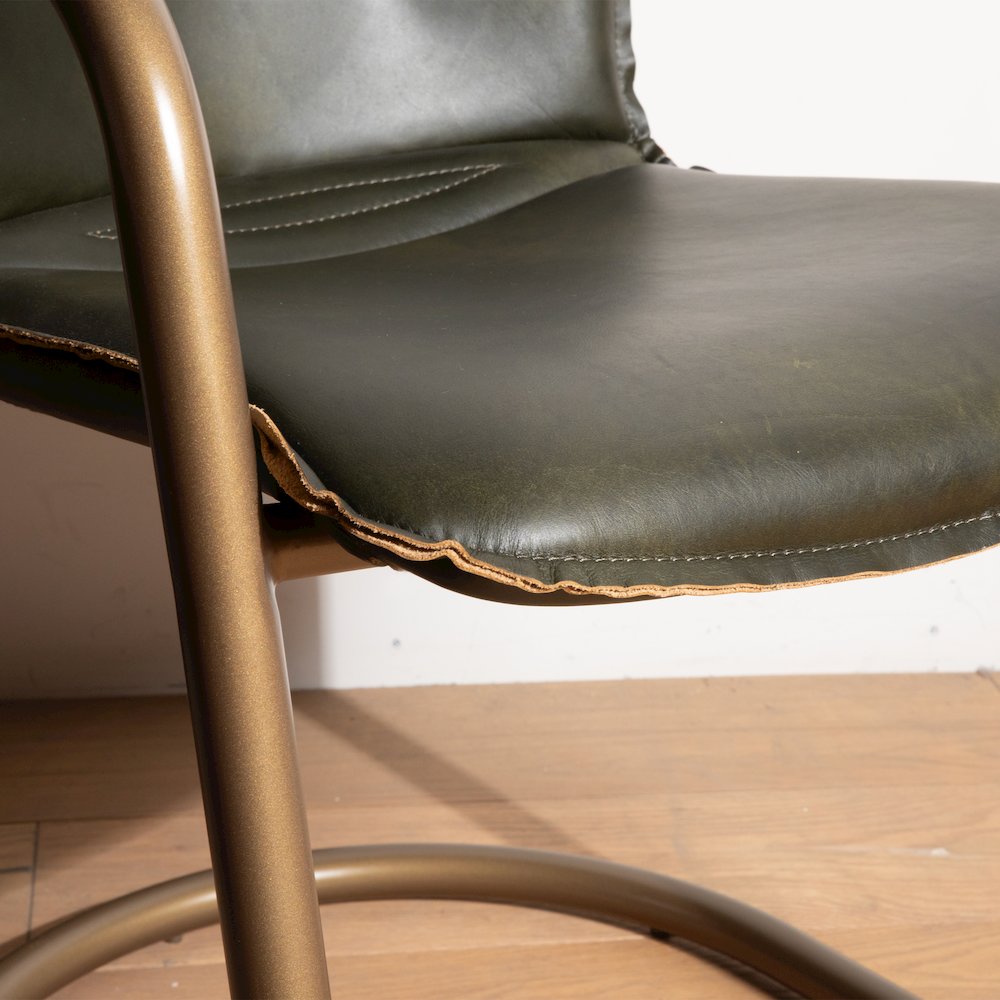 Chiavari Leather Bar Chair in Emerald Green