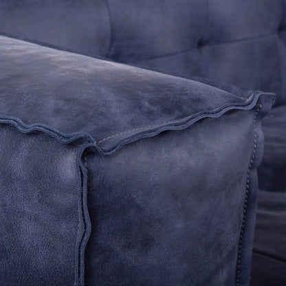 Portia Antique Blue Italian Leather Sofa