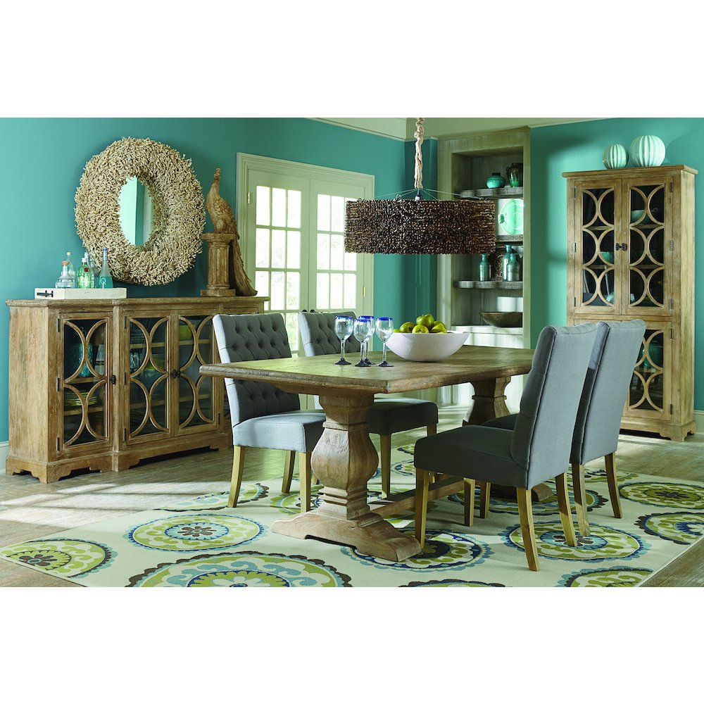 Pengrove 75" Glass Cabinet in Antique Oak Finish