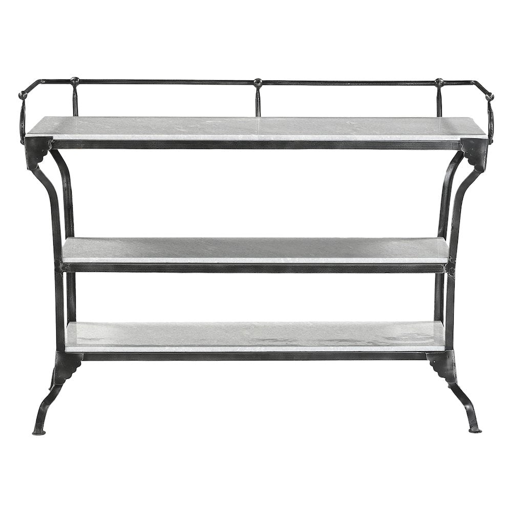 Calloway 50" Console Table with White Marble and Black Metal Base