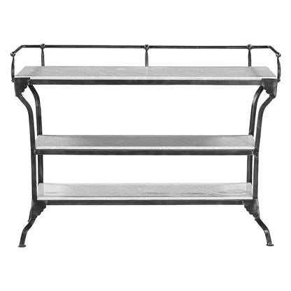 Calloway 50" Console Table with White Marble and Black Metal Base