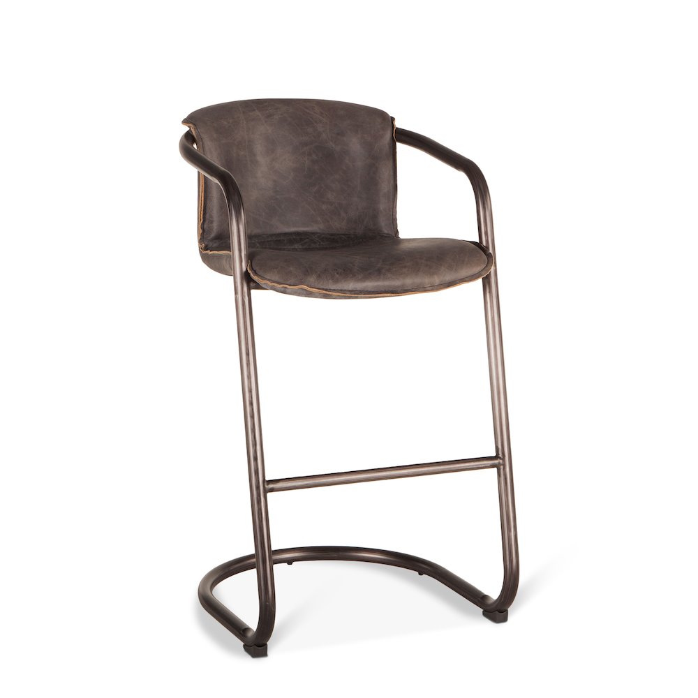Chiavari Bar Chair in Antique Ebony Leather and Steel